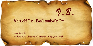Vitéz Balambér névjegykártya